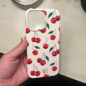 White Cherry Pattern Phone Case - 16 pro max case